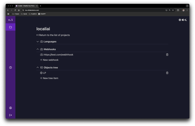 Setting up webhooks in localiai